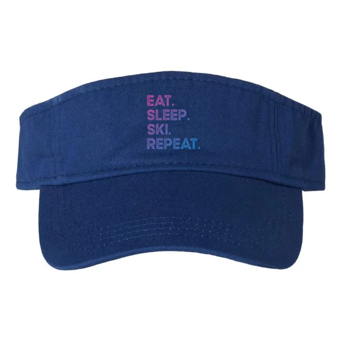 Eat Sleep Ski Repeat Funny Ski Meaningful Gift Valucap Bio-Washed Visor