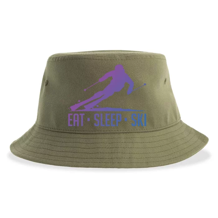 Eat Sleep Ski Skiing Skier Snow Winter Vacation Gift Great Gift Sustainable Bucket Hat