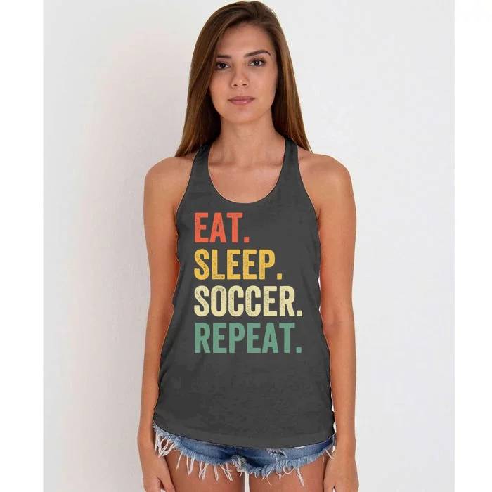 Eat Sleep Soccer Repeat Funny Soccer Player Coach Vintage Women's Knotted Racerback Tank