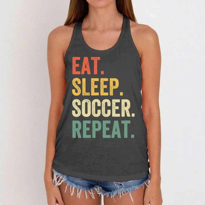 Eat Sleep Soccer Repeat Funny Soccer Player Coach Vintage Women's Knotted Racerback Tank