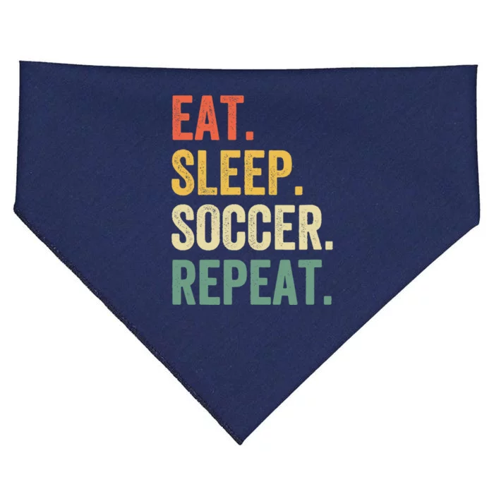 Eat Sleep Soccer Repeat Funny Soccer Player Coach Vintage USA-Made Doggie Bandana