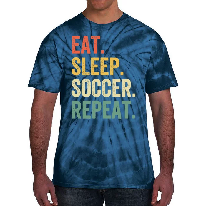 Eat Sleep Soccer Repeat Funny Soccer Player Coach Vintage Tie-Dye T-Shirt