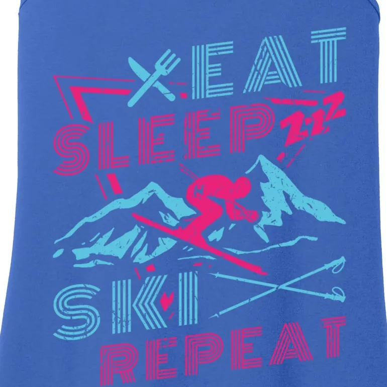 Eat Sleep Ski Retro 90S 80S Outfit Skiing Meaningful Gift Ladies Essential Tank