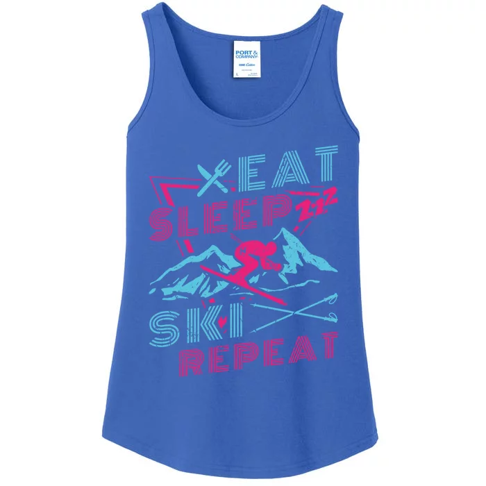 Eat Sleep Ski Retro 90S 80S Outfit Skiing Meaningful Gift Ladies Essential Tank