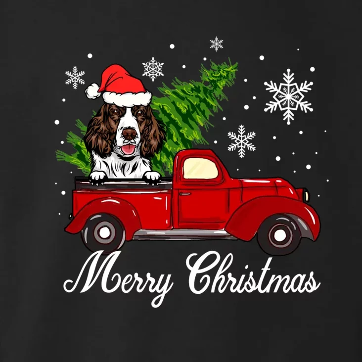 English Springer Spaniel Dog Riding Red Truck Christmas Toddler Hoodie