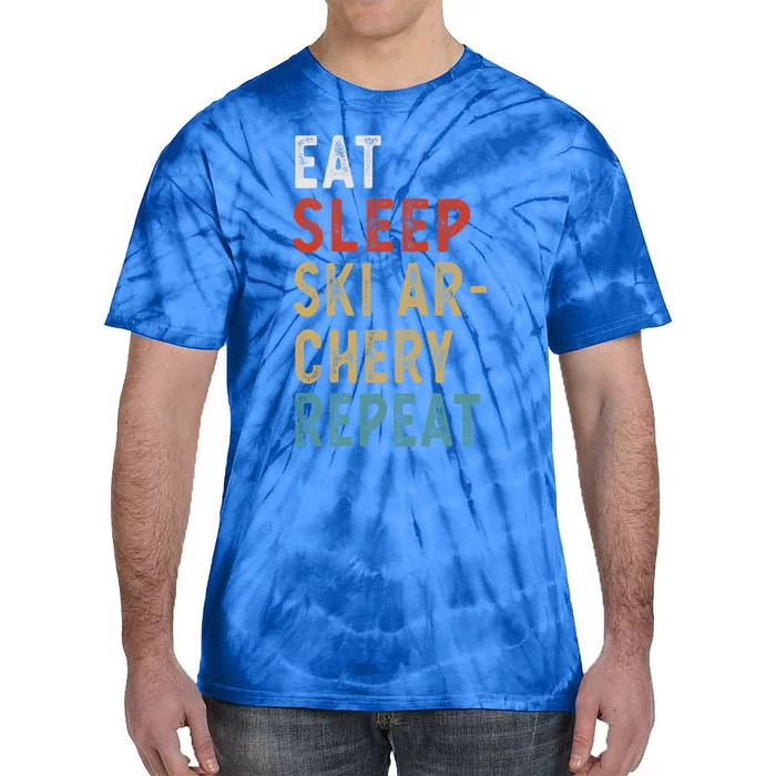 Eat Sleep Ski Archery Repeat Funny Player Gift Idea Vintage Gift Tie-Dye T-Shirt