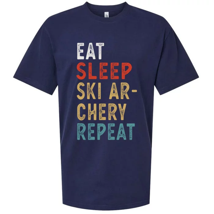 Eat Sleep Ski Archery Repeat Funny Player Gift Idea Vintage Gift Sueded Cloud Jersey T-Shirt