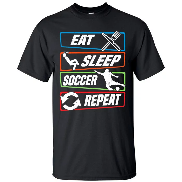 Eat Sleep Soccer Repeat Vintage Funny Retro Soccer Tall T-Shirt