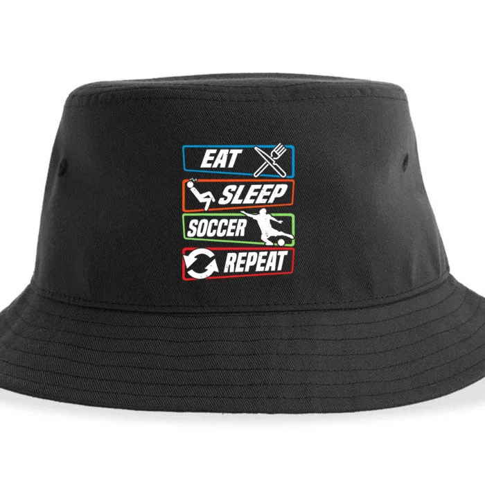 Eat Sleep Soccer Repeat Vintage Funny Retro Soccer Sustainable Bucket Hat