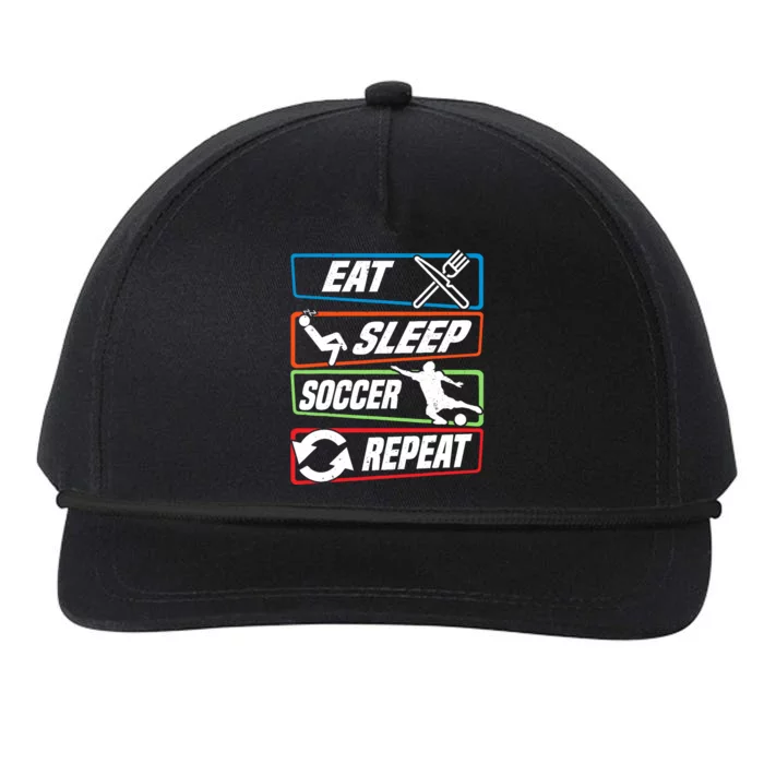 Eat Sleep Soccer Repeat Vintage Funny Retro Soccer Snapback Five-Panel Rope Hat