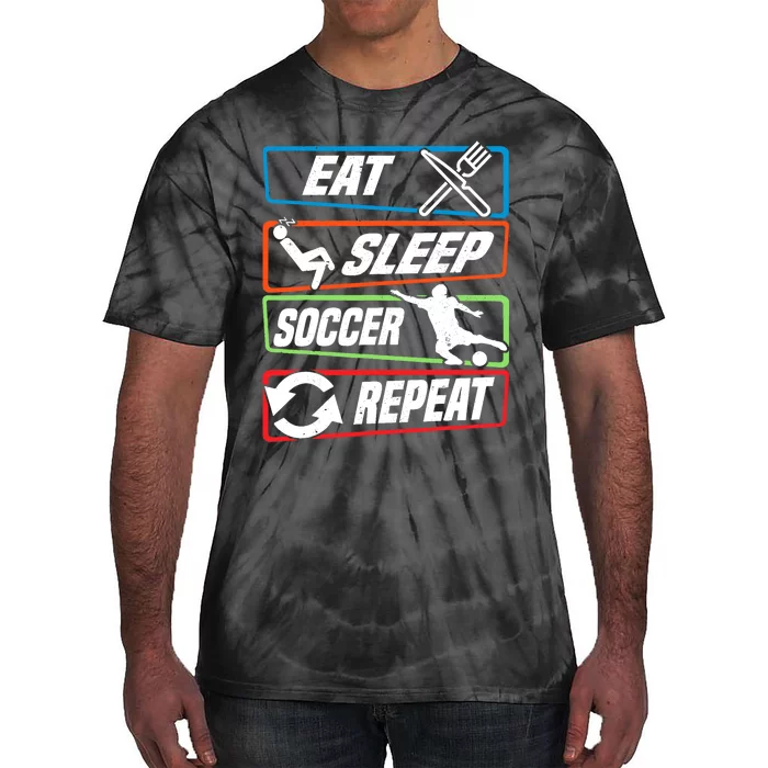 Eat Sleep Soccer Repeat Vintage Funny Retro Soccer Tie-Dye T-Shirt