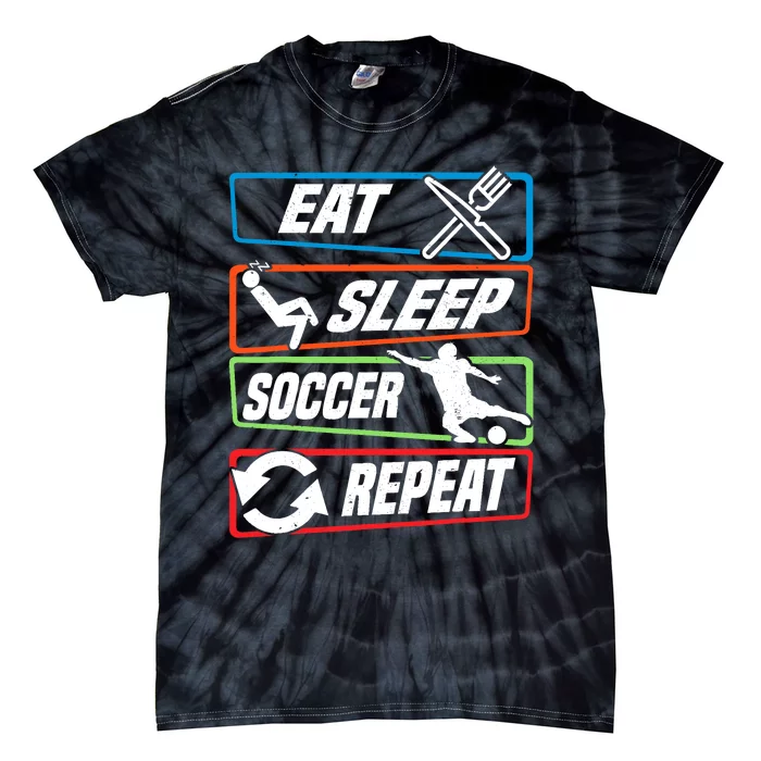 Eat Sleep Soccer Repeat Vintage Funny Retro Soccer Tie-Dye T-Shirt