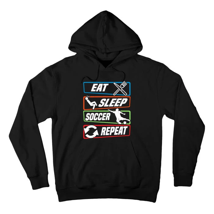 Eat Sleep Soccer Repeat Vintage Funny Retro Soccer Tall Hoodie