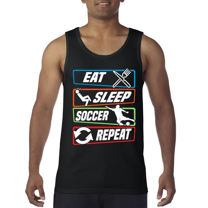 Eat Sleep Soccer Repeat Vintage Funny Retro Soccer Tank Top