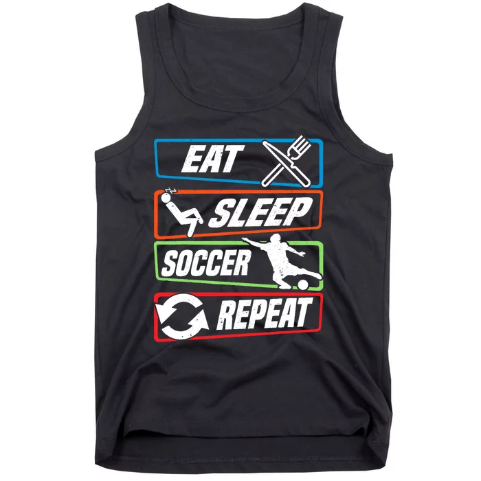 Eat Sleep Soccer Repeat Vintage Funny Retro Soccer Tank Top