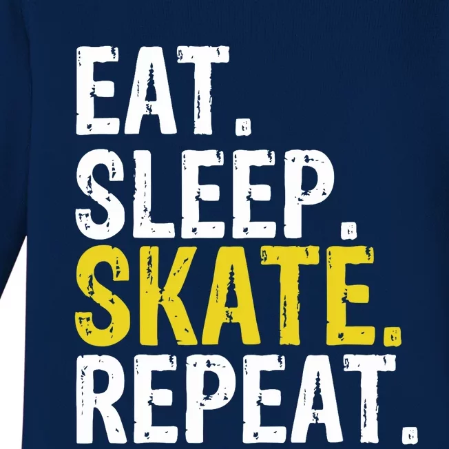 Eat Sleep Skate Repeat Gift Ice Skating Baby Long Sleeve Bodysuit