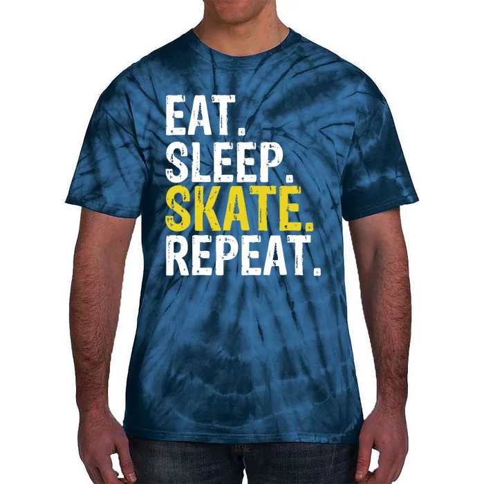 Eat Sleep Skate Repeat Gift Ice Skating Tie-Dye T-Shirt