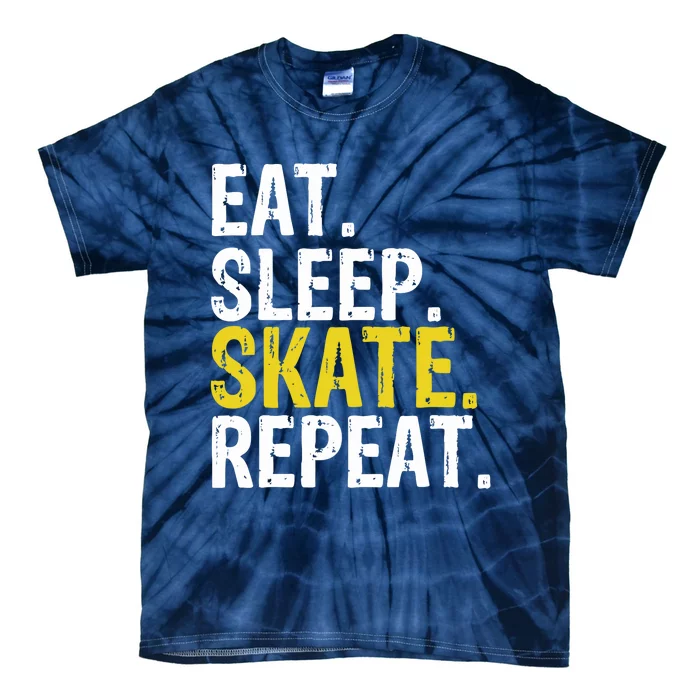 Eat Sleep Skate Repeat Gift Ice Skating Tie-Dye T-Shirt