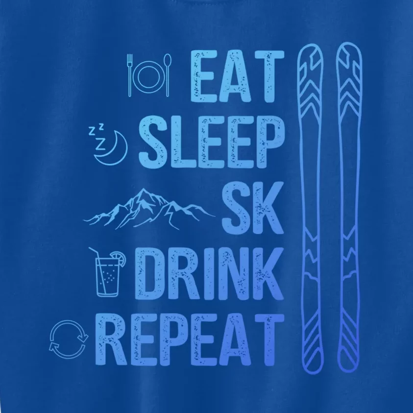 Eat Sleep Ski Ski Area Slopes Call Winter Sports Gift Kids Sweatshirt