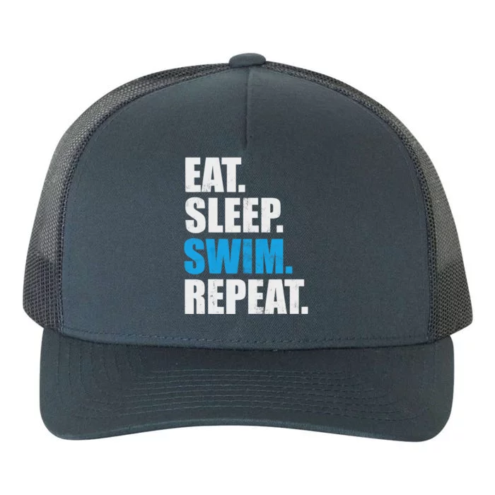 Eat Sleep Swim Repeat Yupoong Adult 5-Panel Trucker Hat