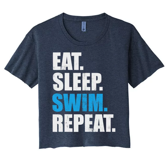 Eat Sleep Swim Repeat Women's Crop Top Tee