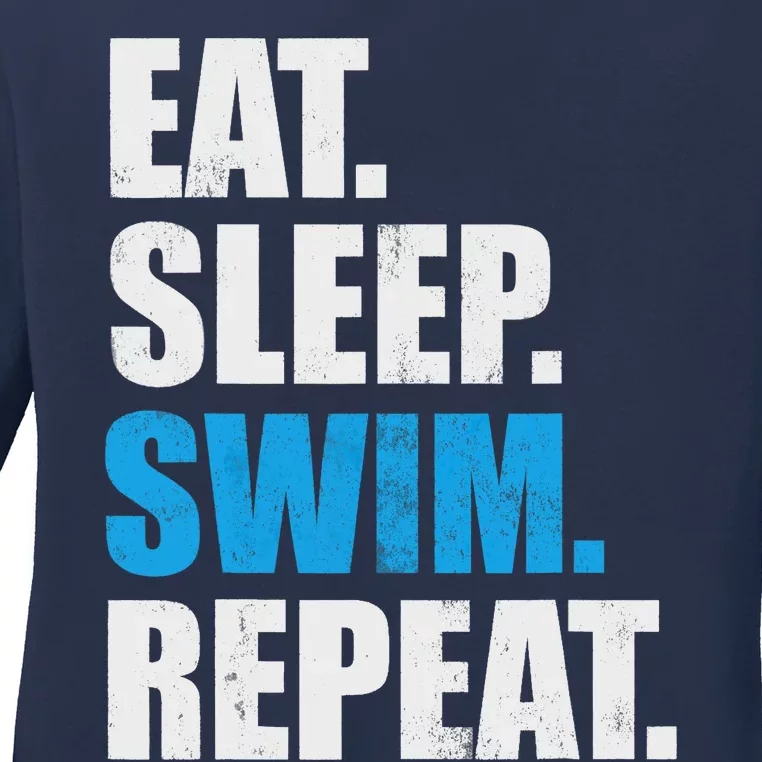 Eat Sleep Swim Repeat Ladies Long Sleeve Shirt