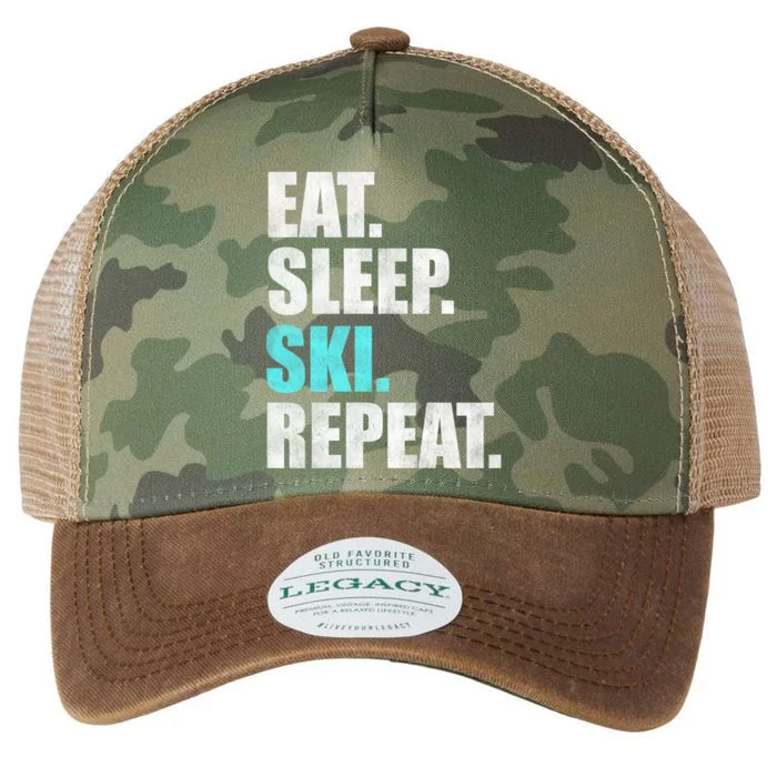 Eat Sleep Ski Repeat Skiing Skier Lover Funny Gift Legacy Tie Dye Trucker Hat