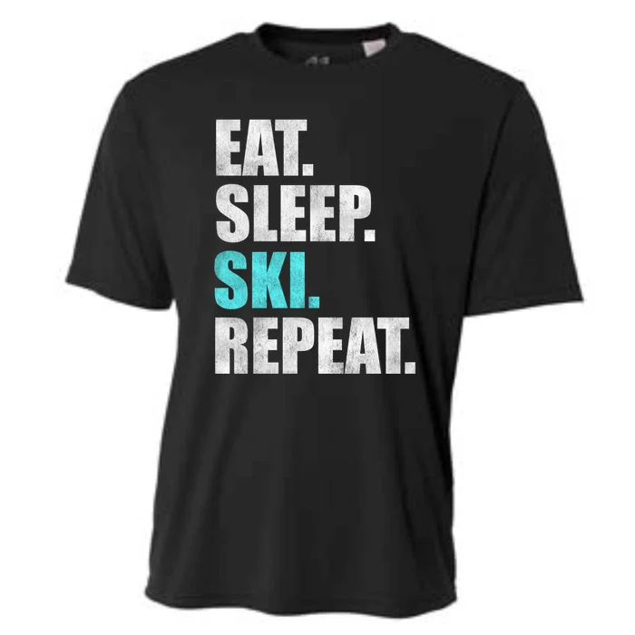 Eat Sleep Ski Repeat Skiing Skier Lover Funny Gift Cooling Performance Crew T-Shirt