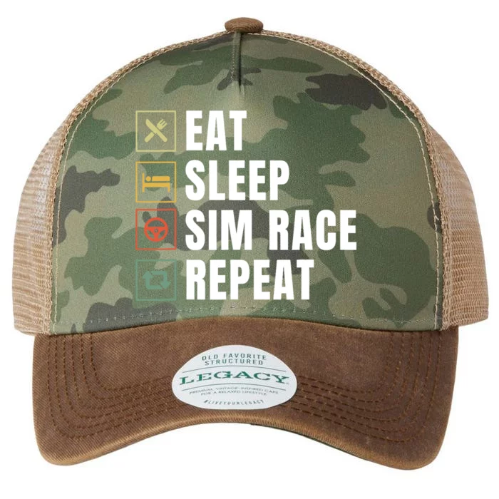 Eat Sleep Sim Race Repeat Sim Racer Legacy Tie Dye Trucker Hat