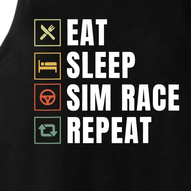 Eat Sleep Sim Race Repeat Sim Racer Ladies Tri-Blend Wicking Tank