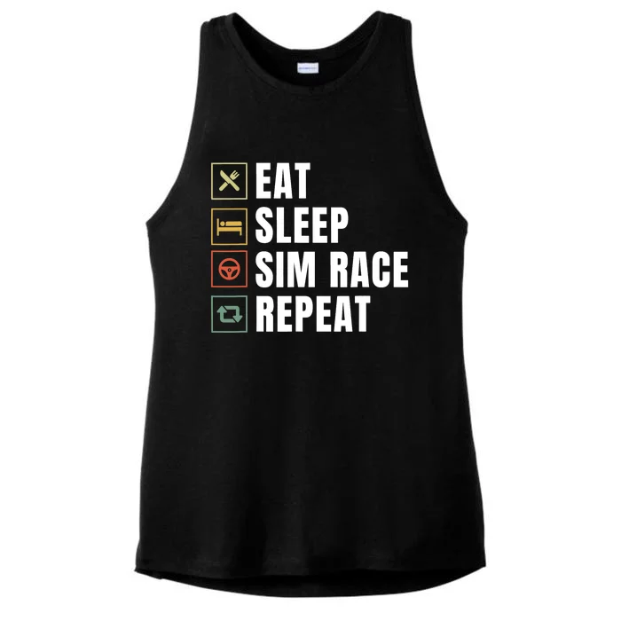 Eat Sleep Sim Race Repeat Sim Racer Ladies Tri-Blend Wicking Tank