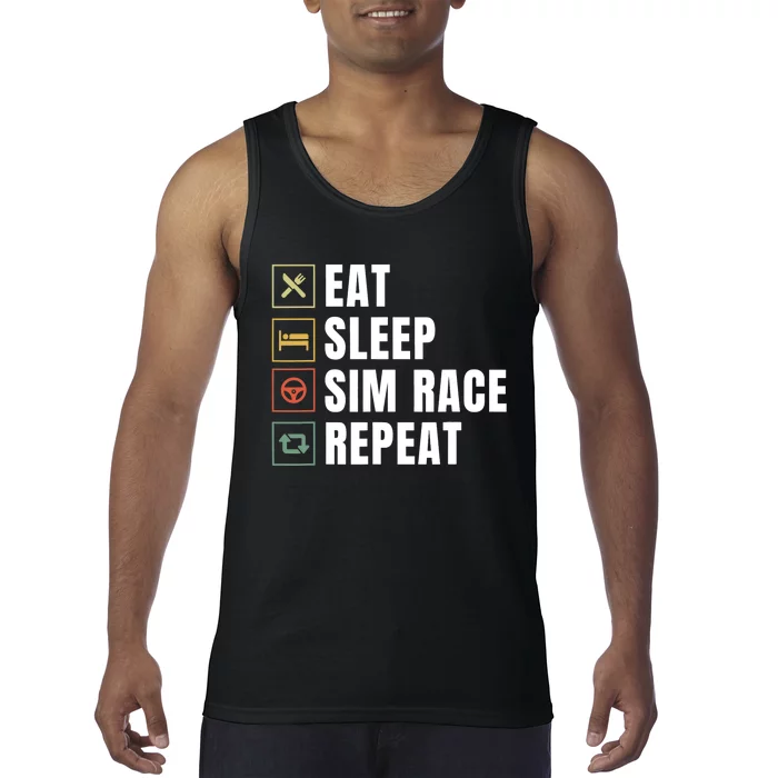 Eat Sleep Sim Race Repeat Sim Racer Tank Top