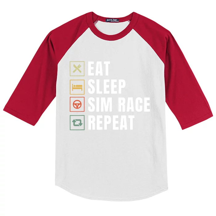 Eat Sleep Sim Race Repeat Sim Racer Kids Colorblock Raglan Jersey