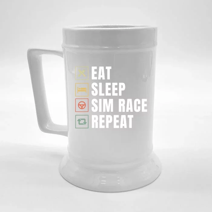 Eat Sleep Sim Race Repeat Sim Racer Front & Back Beer Stein