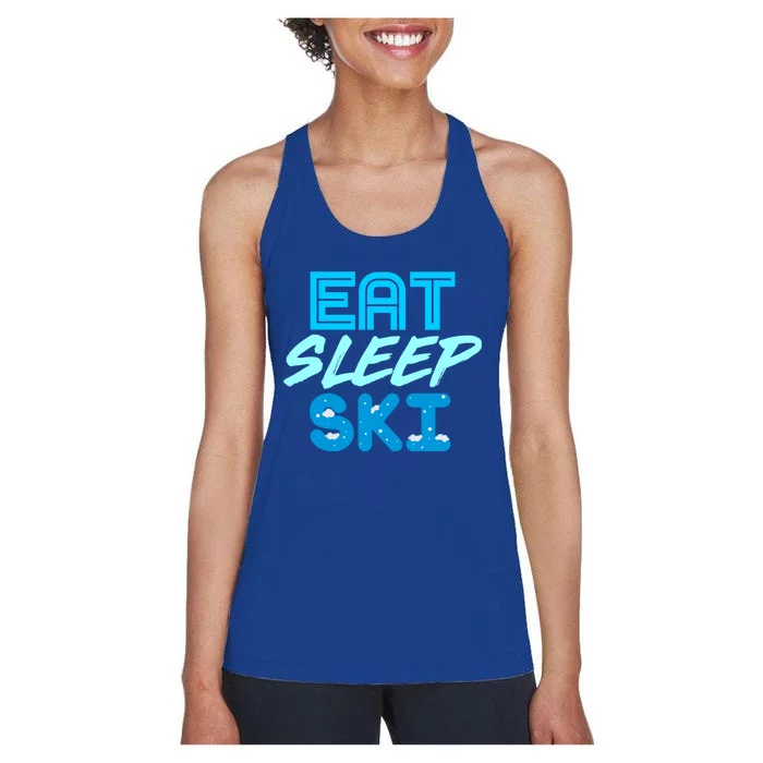 Eat Sleep Ski Funny Quote Skiing Cool Gift Great Gift Women's Racerback Tank