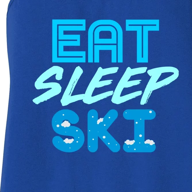 Eat Sleep Ski Funny Quote Skiing Cool Gift Great Gift Women's Racerback Tank