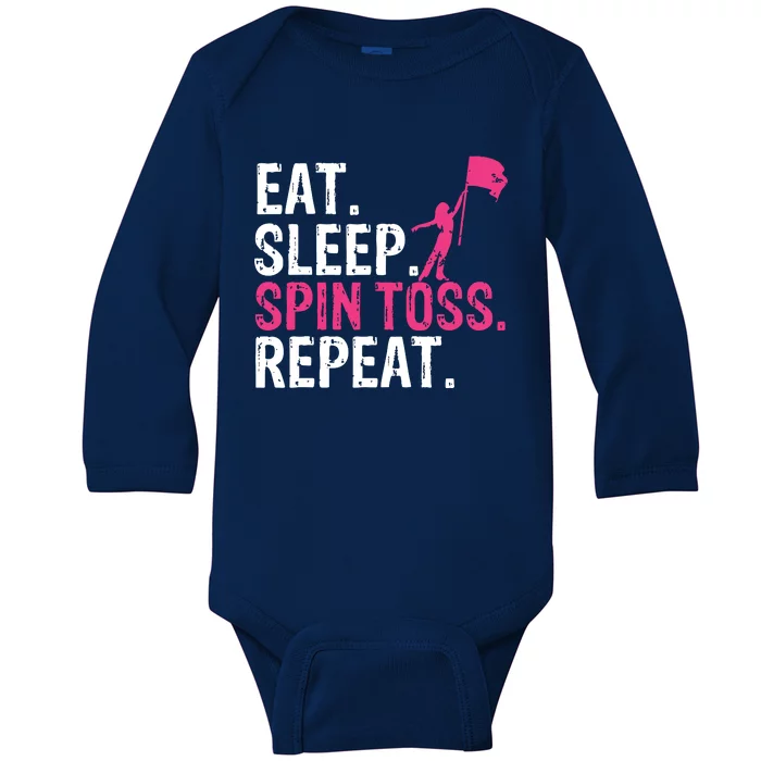 Eat Sleep Spin Toss Repeat Flag Color Guard Gift Baby Long Sleeve Bodysuit