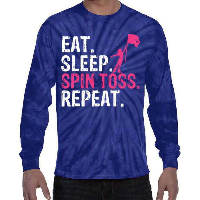 Eat Sleep Spin Toss Repeat Flag Color Guard Gift Tie-Dye Long Sleeve Shirt