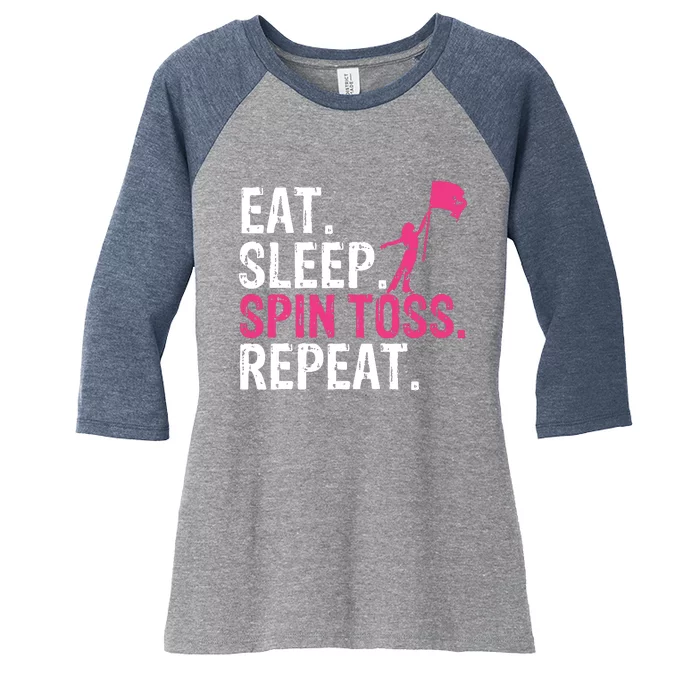 Eat Sleep Spin Toss Repeat Flag Color Guard Gift Women's Tri-Blend 3/4-Sleeve Raglan Shirt