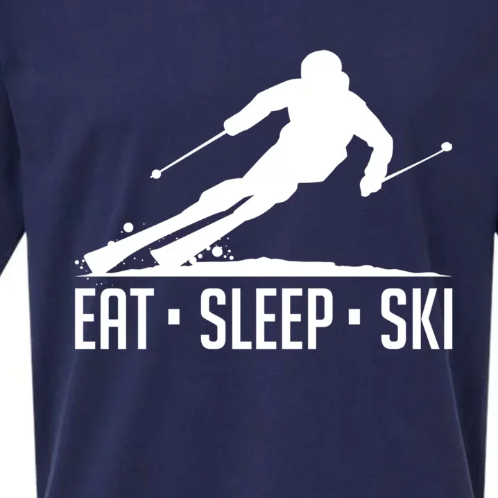 Eat Sleep Ski Skiing Skier Snow Winter Vacation Gift Cool Gift Sueded Cloud Jersey T-Shirt