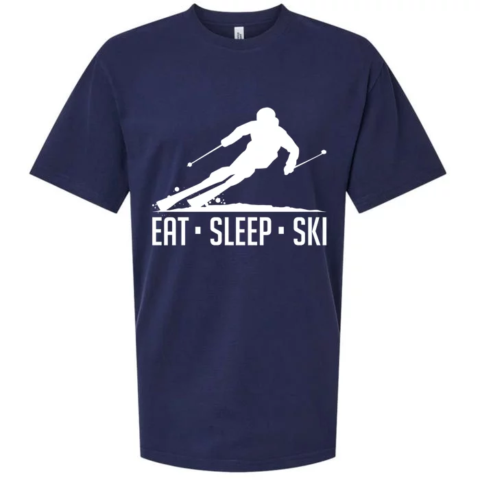 Eat Sleep Ski Skiing Skier Snow Winter Vacation Gift Cool Gift Sueded Cloud Jersey T-Shirt