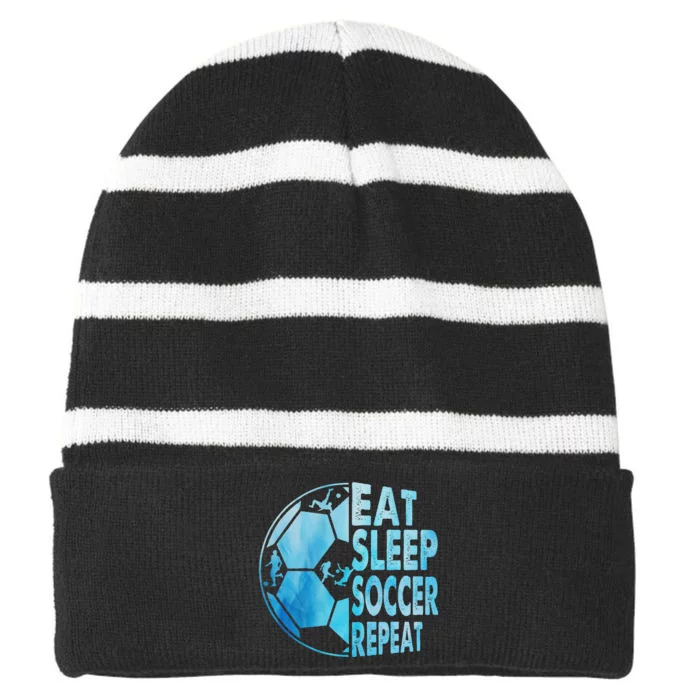 Eat Sleep Soccer Repeat Gift Striped Beanie with Solid Band