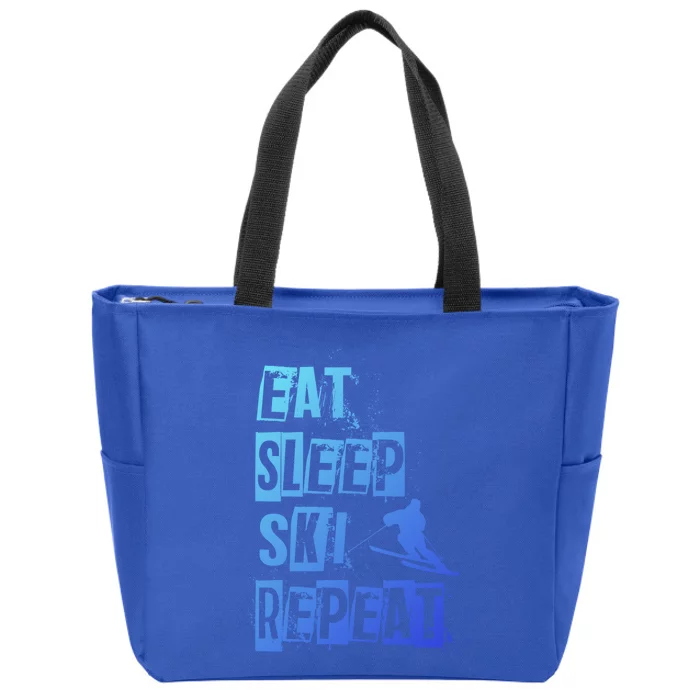 Eat Sleep Ski Repeat Gift Zip Tote Bag