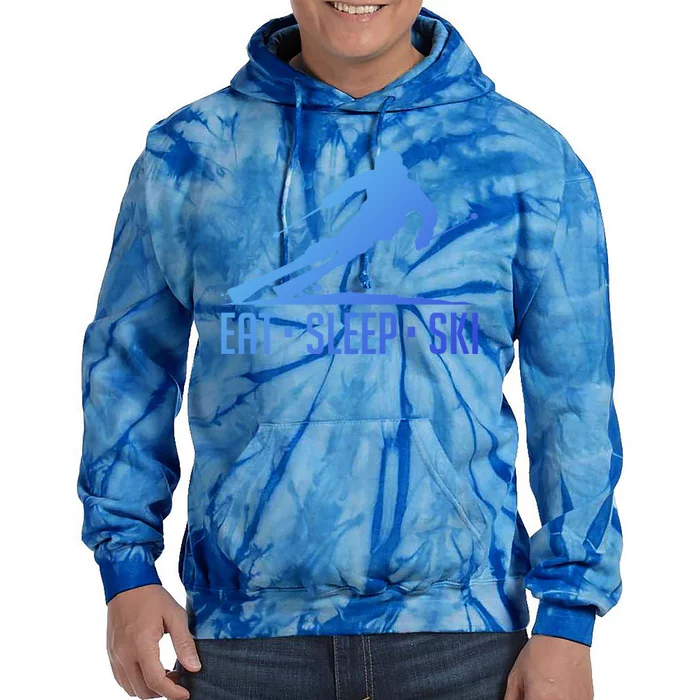 Eat Sleep Ski Skiing Skier Snow Winter Vacation Gift Tie Dye Hoodie