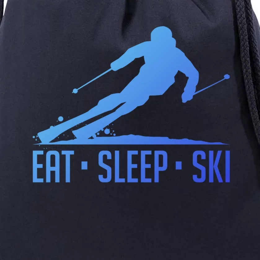 Eat Sleep Ski Skiing Skier Snow Winter Vacation Gift Drawstring Bag