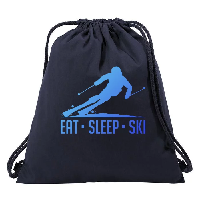 Eat Sleep Ski Skiing Skier Snow Winter Vacation Gift Drawstring Bag