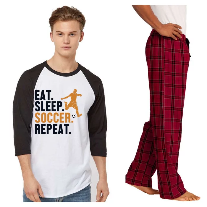 Eat Sleep Soccer Repeat Cool Sport Player Gift Raglan Sleeve Pajama Set