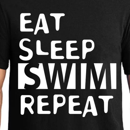 Eat Sleep Swim Repeat Varsity Swim Team Swimming Swim Mom Funny Gift Pajama Set