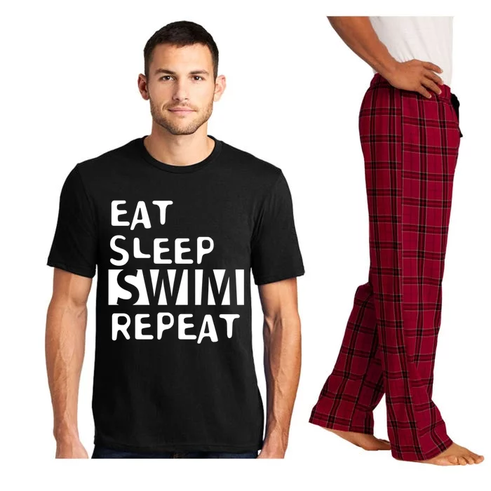 Eat Sleep Swim Repeat Varsity Swim Team Swimming Swim Mom Funny Gift Pajama Set