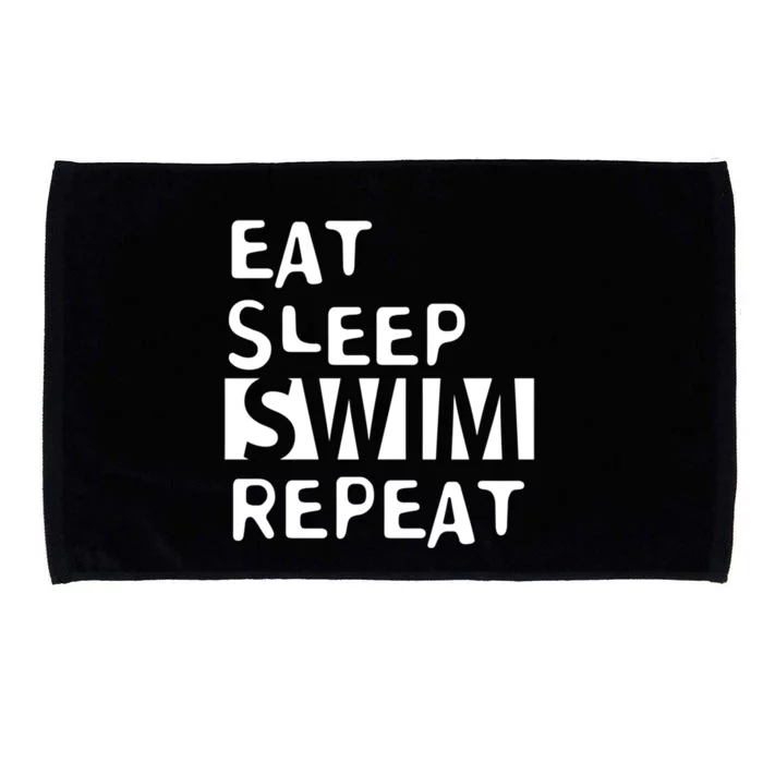 Eat Sleep Swim Repeat Varsity Swim Team Swimming Swim Mom Funny Gift Microfiber Hand Towel